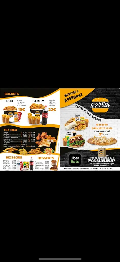 Menu_Le 245th Tacos & Burger_Aussonne_image_2