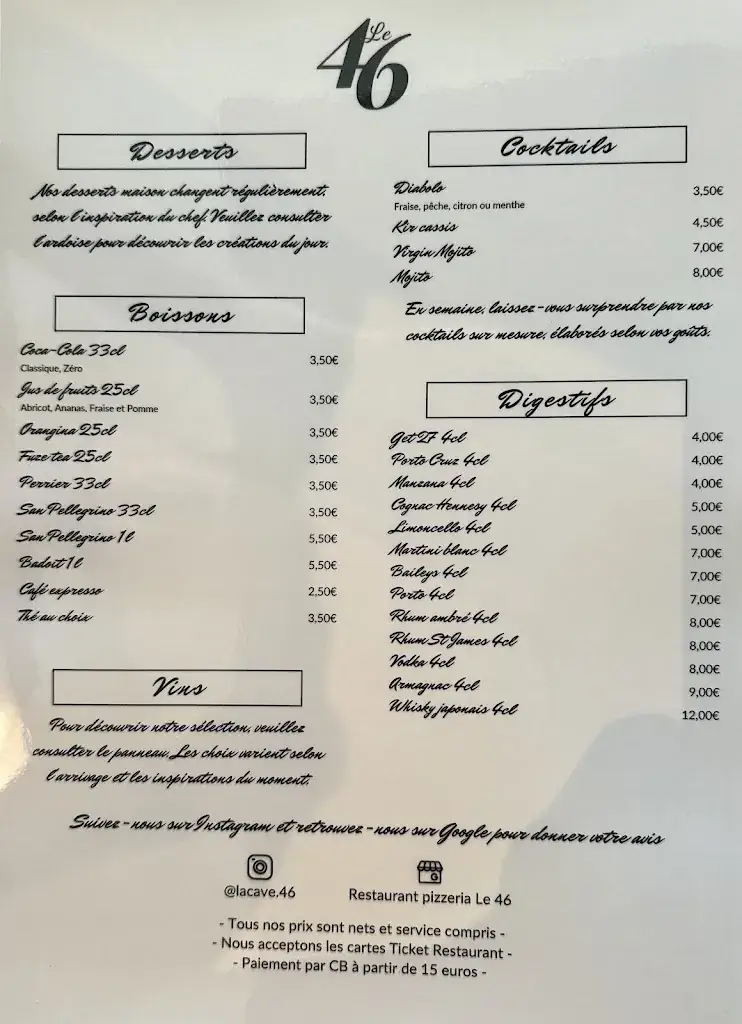 Menu_Restaurant pizzeria Le 46_Castanet-Tolosan_image_2