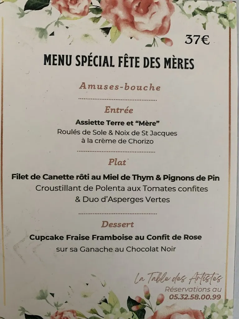 Menu_The Artist Table Auterive_Auterive_image_1