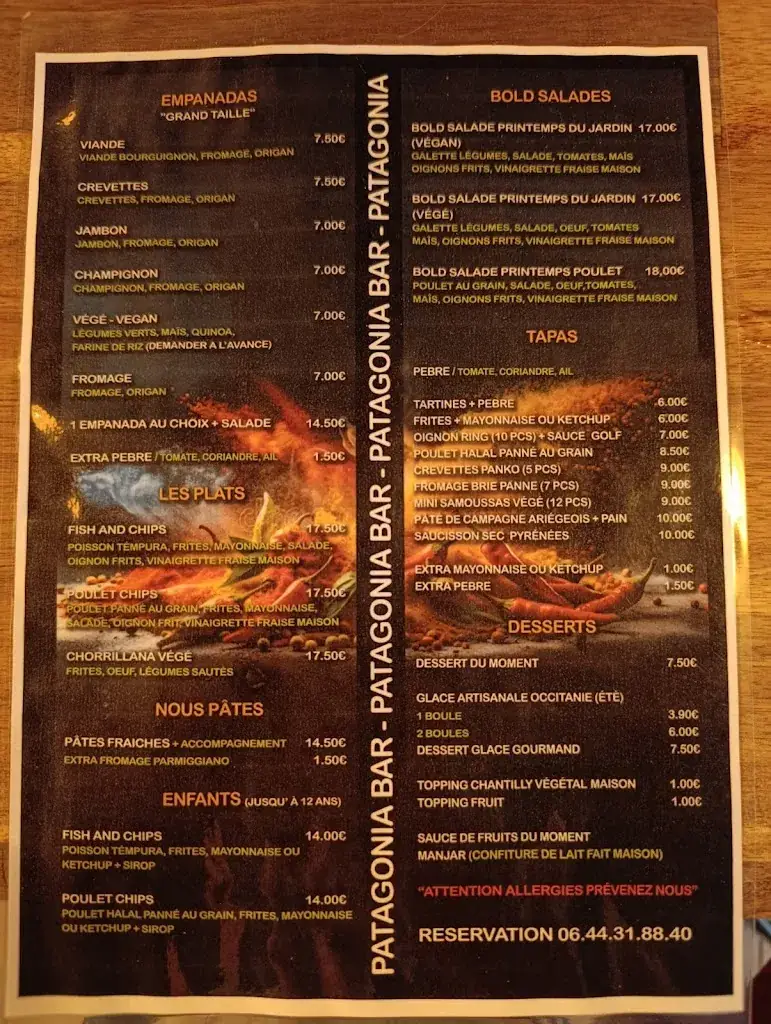 Menu_BAR PATAGONIA - RESTAURANT_Ax-les-Thermes_image_2