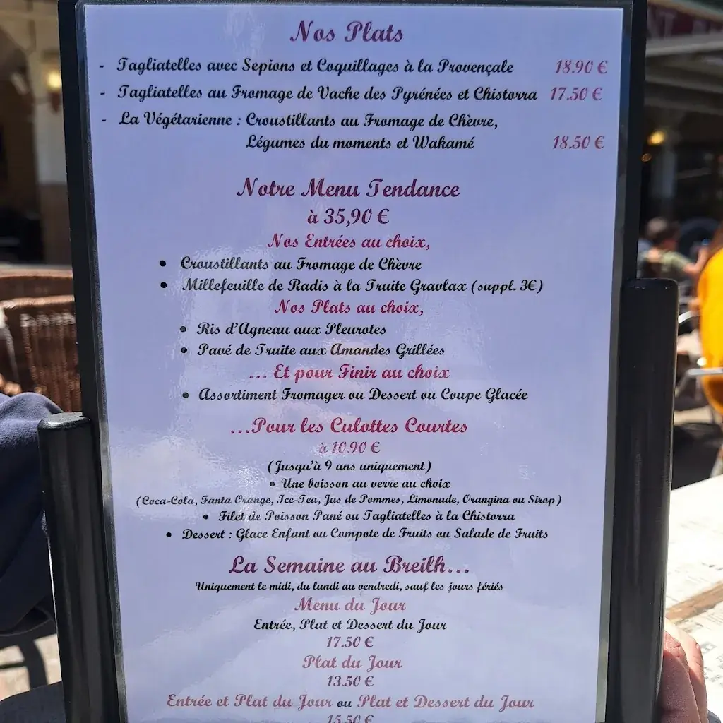 Menü_Restaurant Le Breilh - Hôtel_Ax-les-Thermes_Bild_2