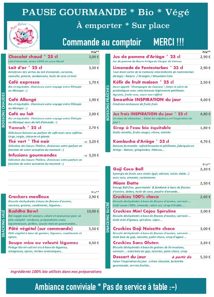 Menu_Bee Alive L'Harmonie du Vivant_Tignac_image_1