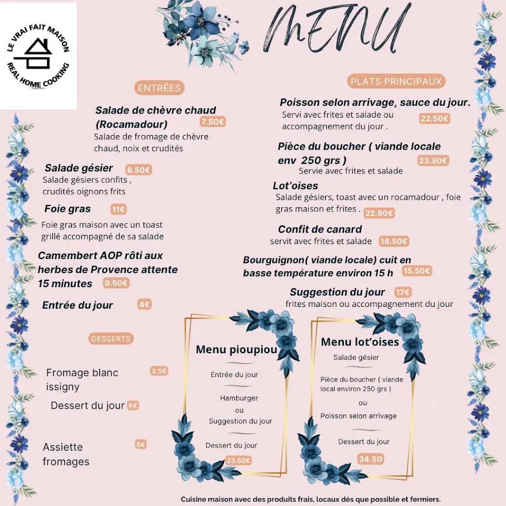 Menu_Restaurant les lot'oises_Bagnac-sur-Célé_immagine_1