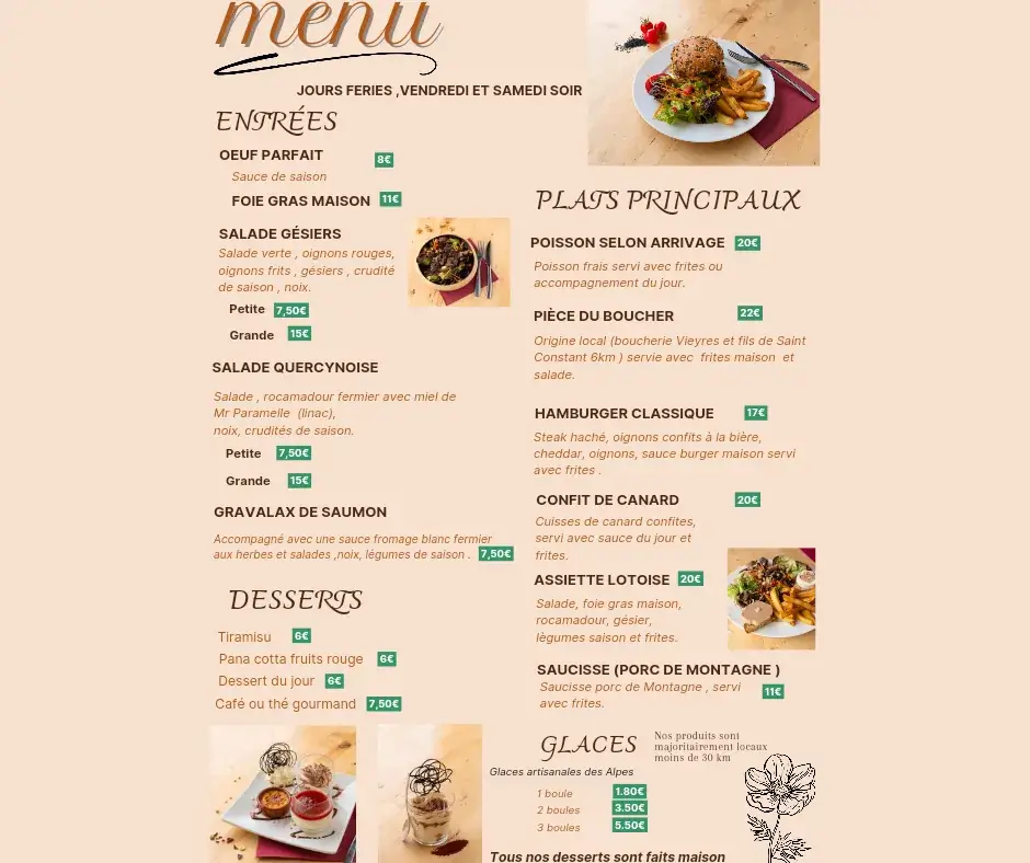 Menu_Restaurant les lot'oises_Bagnac-sur-Célé_immagine_2