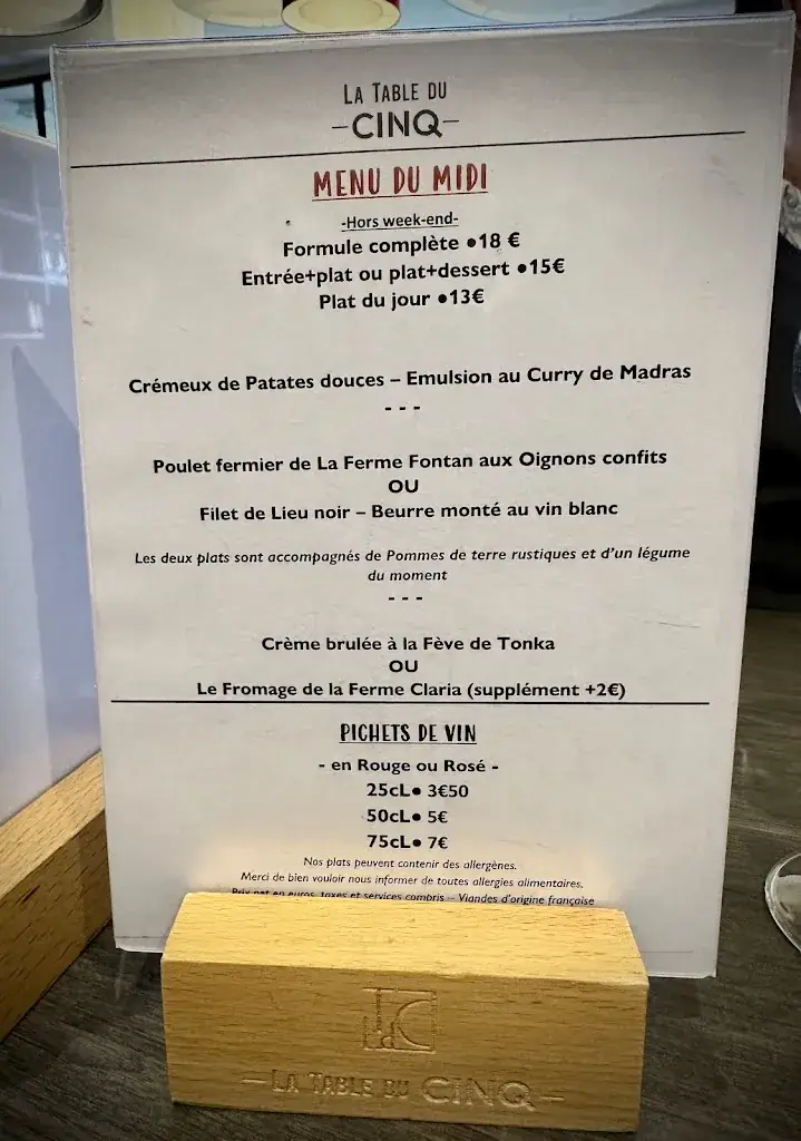 Menu_Restaurant La Table du Cinq_Bagnères-de-Bigorre_image_3