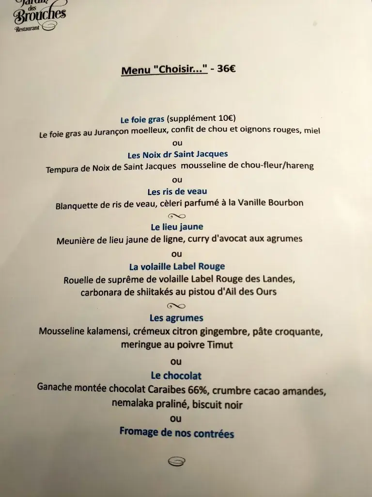 Menu_Le Jardin des Brouches_Bagnères-de-Bigorre_image_1