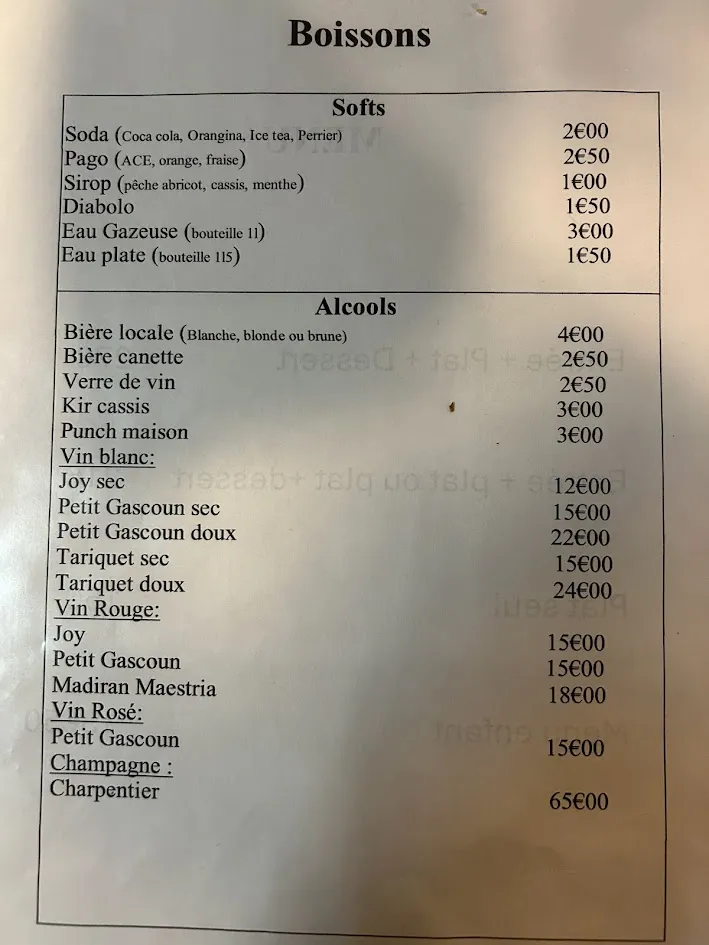 Menu_Auberge de la Fontaine des Fées_Bagnères-de-Bigorre_image_1