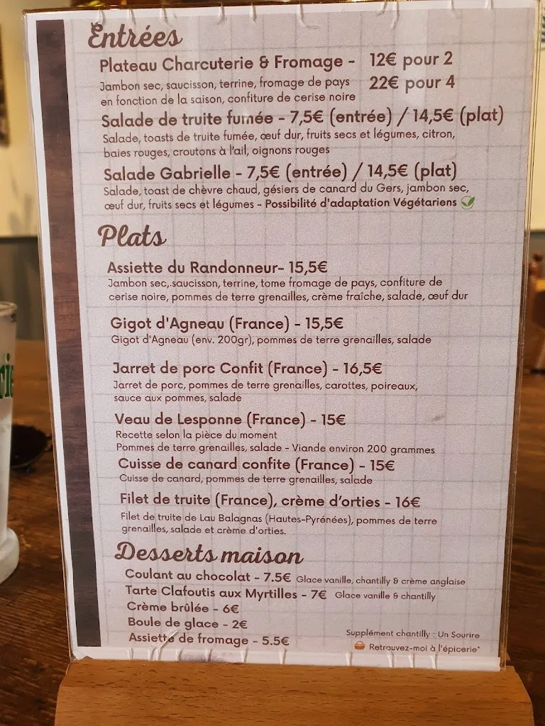 Menu_Restaurant Auberge Chez Gabrielle_Beaudéan_immagine_2