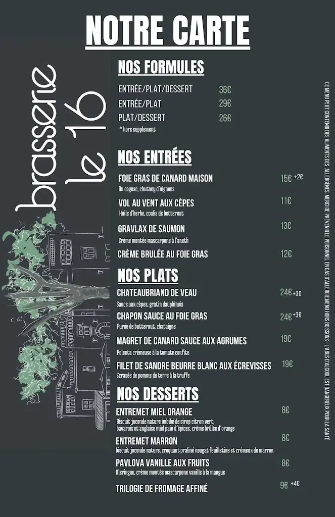 Menu_Brasserie le 16 - Domaine val de Cèze à Bagnols s/Cèze_Bagnols-sur-Cèze_image_1