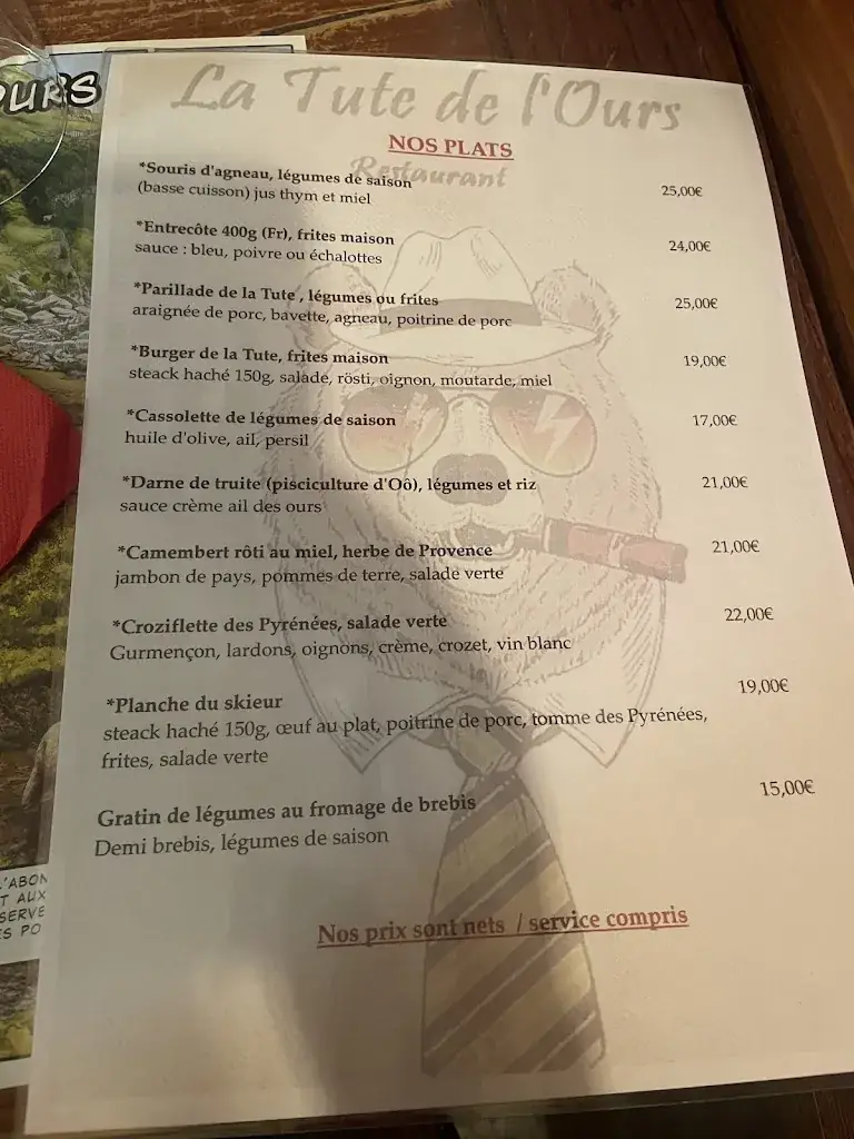 Menü_La Tute de L'Ours_Bagnères-de-Luchon_Bild_2