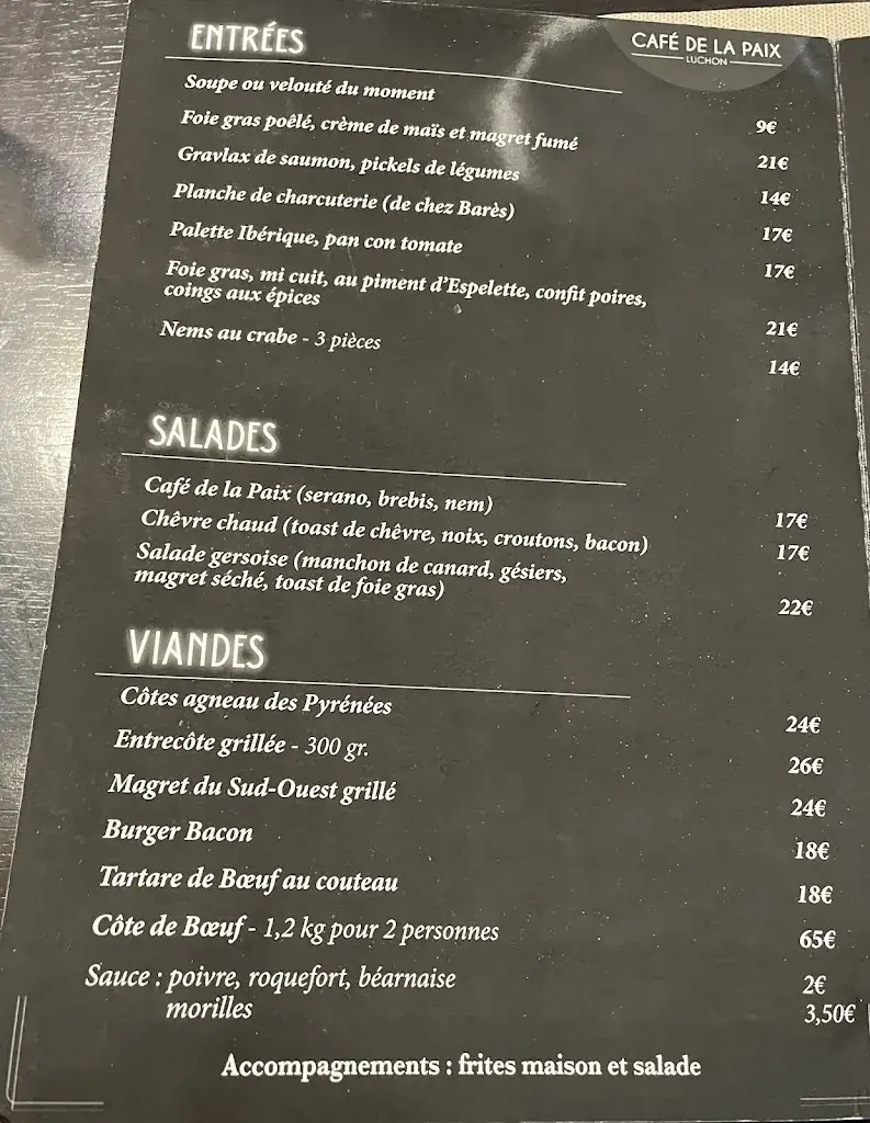 Menu_Café de la Paix_Bagnères-de-Luchon_image_2