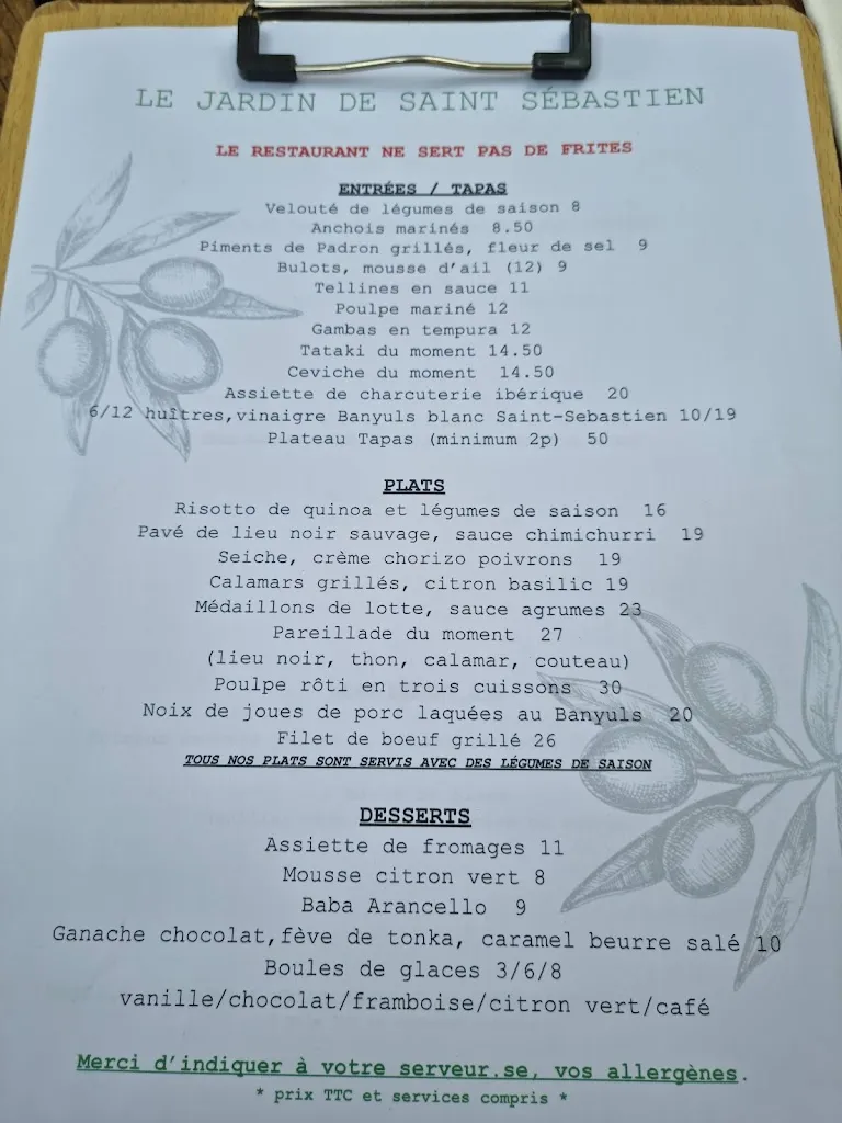 Menu_LE JARDIN DE SAINT SEBASTIEN_Banyuls-sur-Mer_immagine_3
