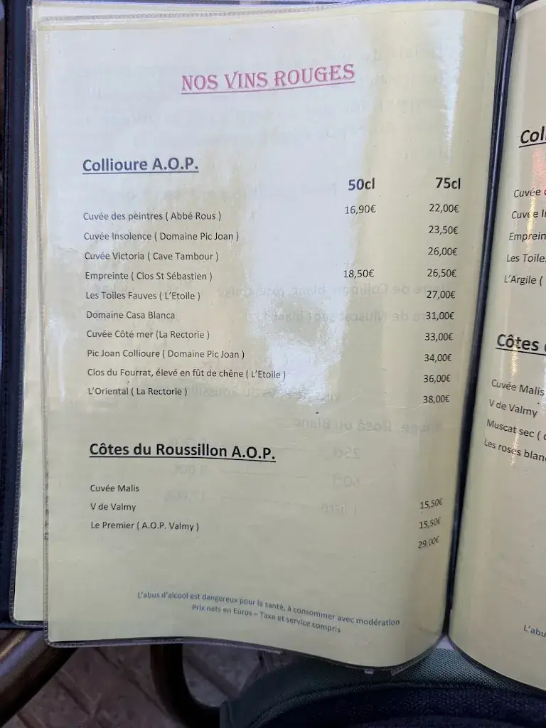 Menu_The Old Cellar_Banyuls-sur-Mer_image_4