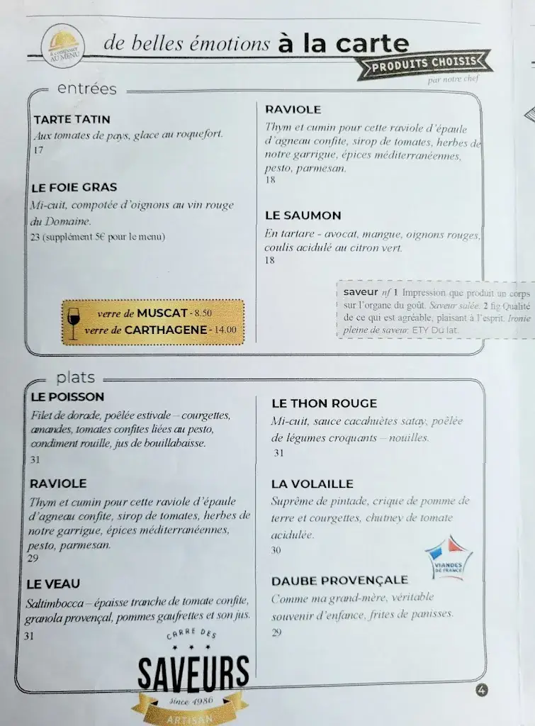 Menu_Restaurant Le Carré des Saveurs_Barjac_image_1