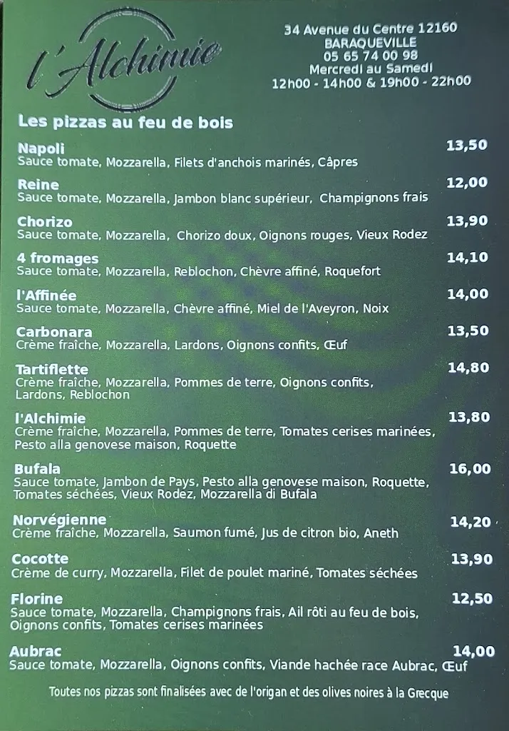 Menu_Restaurant Pizzeria l'Alchimie_Baraqueville_image_2