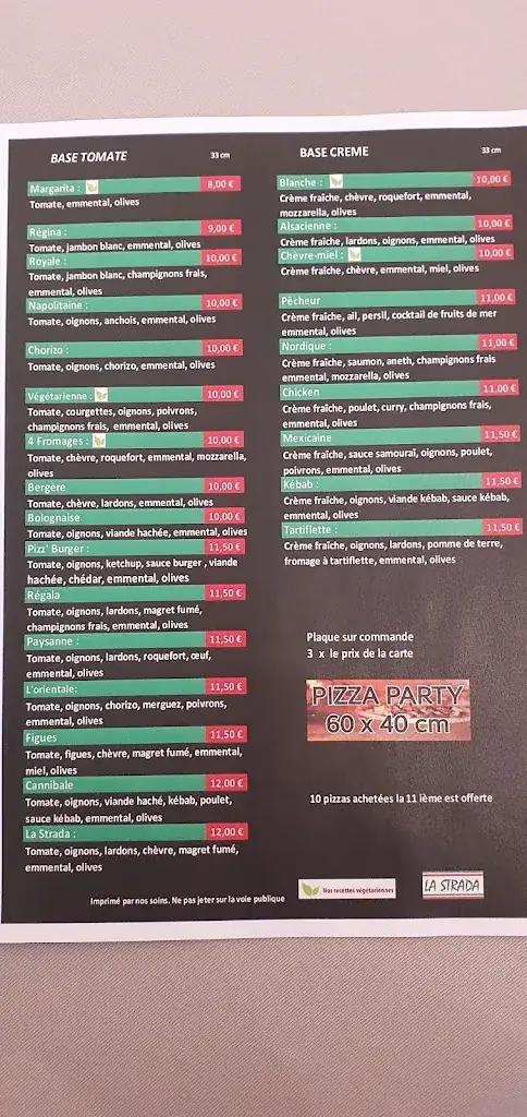 Menu_Pizzeria La Strada_Baraqueville_image_4