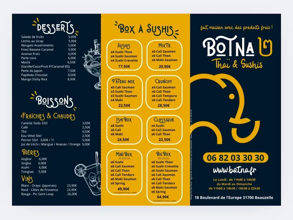 Menu_BOTNA THAÏ & SUSHIS - BEAUZELLE_Beauzelle_image_2