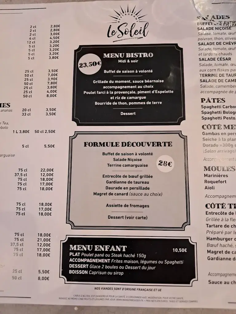 Menu_Restaurant le Soleil_Beaucaire_imagen_3