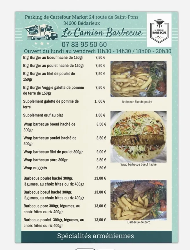Menu_Le Camion Barbecue_Bédarieux_immagine_1