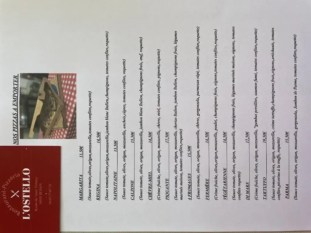 Menu_l'Ostello restaurant pizzeria_Bessan_image_2