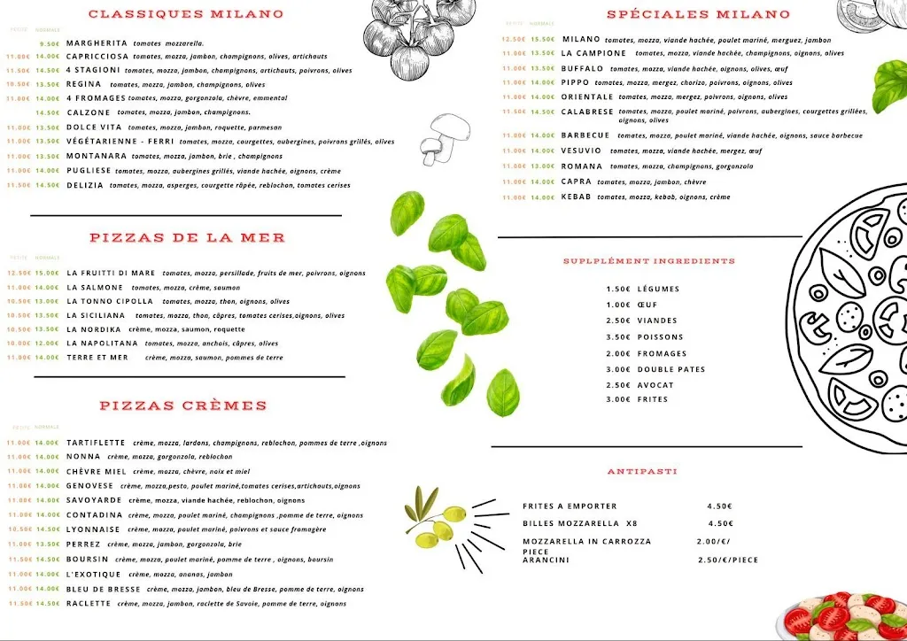 Menu_Le Milano - Restaurant | Pizzeria_Valserhône_image_1