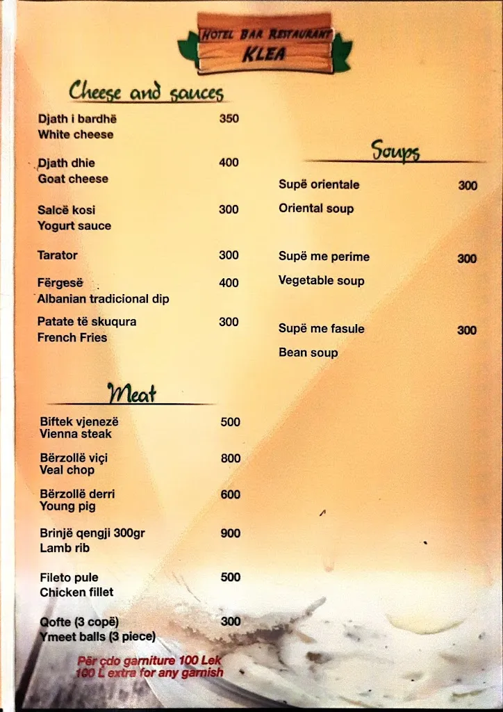 Menu_Klea Restaurant_Albania_image_1