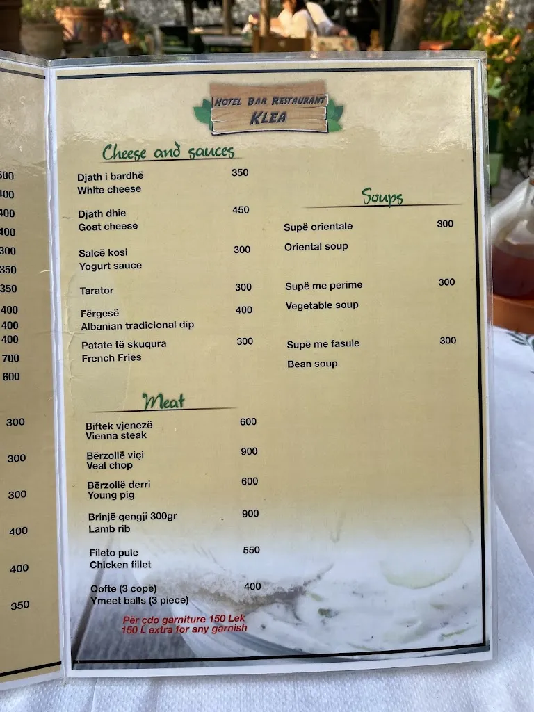 Menu_Klea Restaurant_Albania_image_2