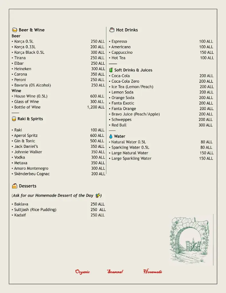 Menu_The Arch • Organic Kitchen_Albania_image_1