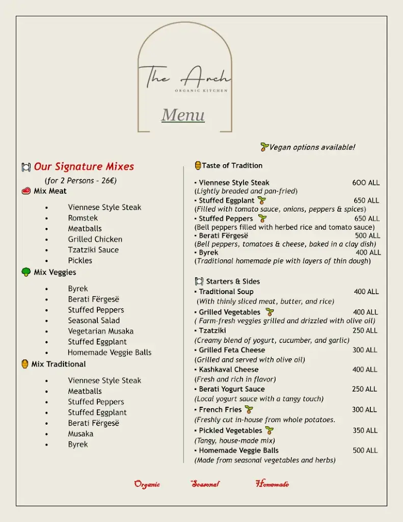 Menu_The Arch • Organic Kitchen_Albania_image_2