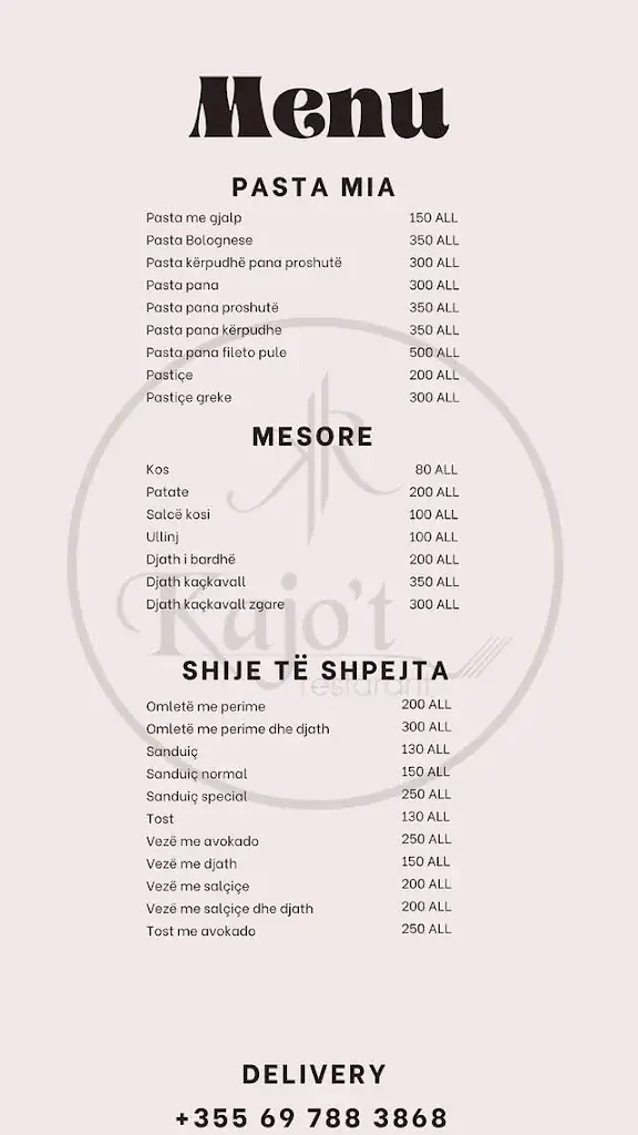 Menu_Kajo’t Restorant_Albania_immagine_4