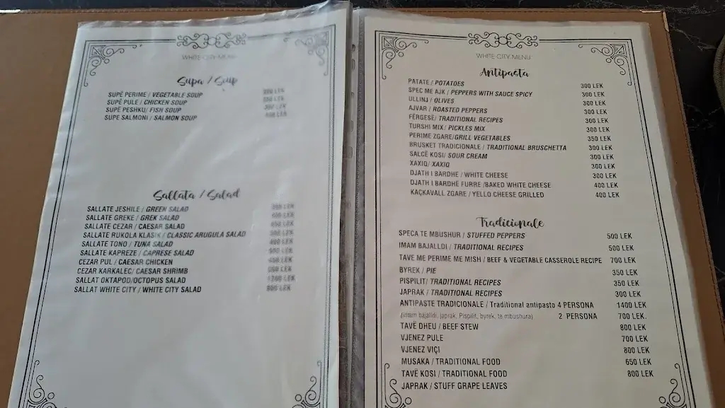 Menu_White City Bar & Restaurant_Albania_immagine_1