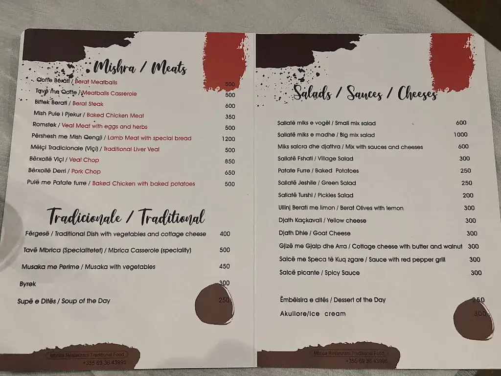 Menu_Mbrica Restaurant Traditional Food_Albania_image_1