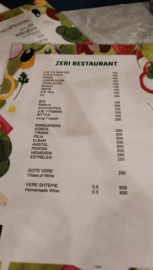 Menu_Zeri Traditional Food_Albania_image_1