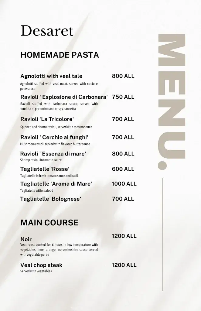 Menu_Restaurant Rezidenca Desaret_Albania_image_1