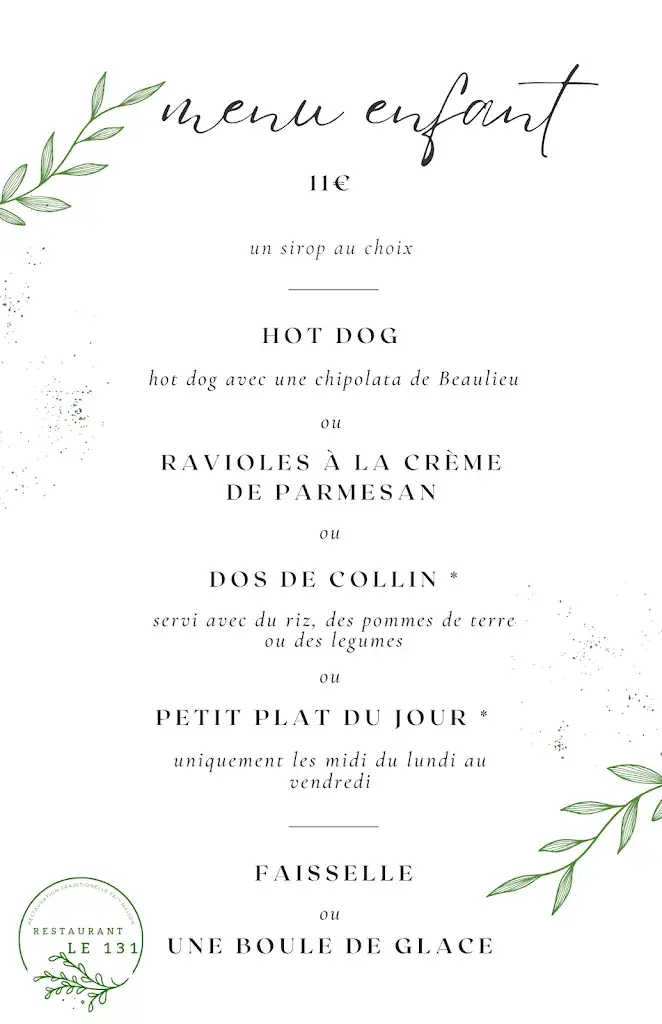Menu_Restaurant Le 131_Saint-Paul-le-Jeune_immagine_3