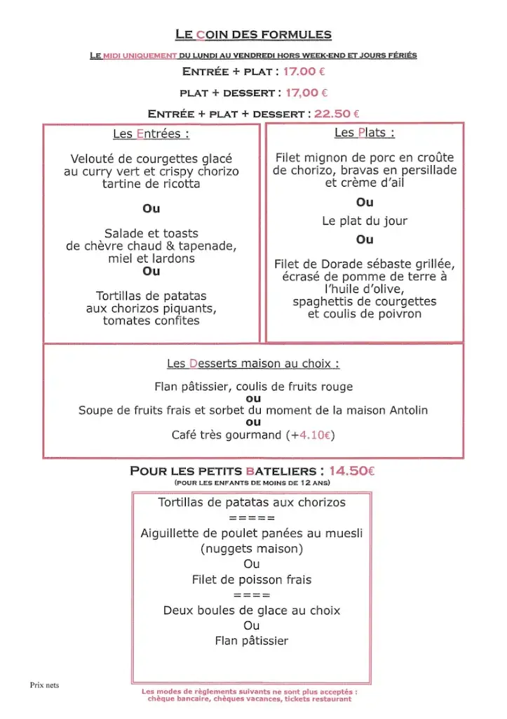 Menu_Restaurant L'Ecluse Beziers_Villeneuve-lès-Béziers_image_2