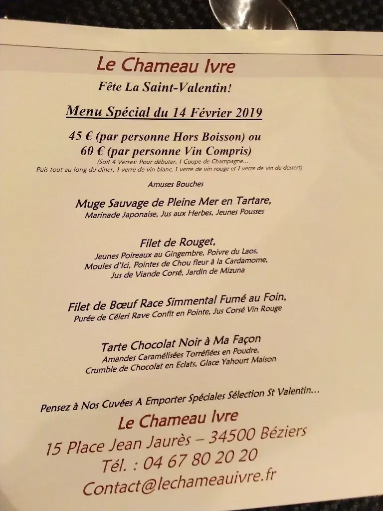 Menu_Le chameau ivre_Béziers_image_2