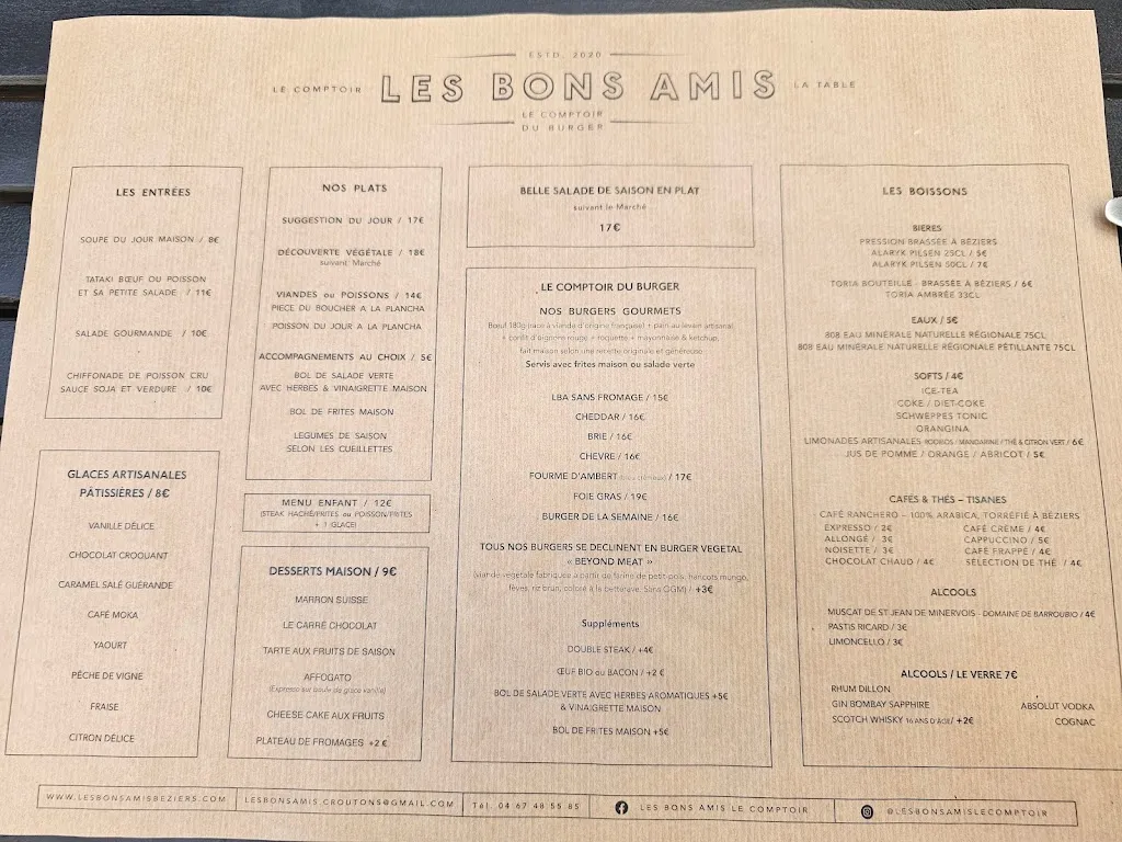 Menu_LES BONS AMIS - BEZIERS_Béziers_image_3