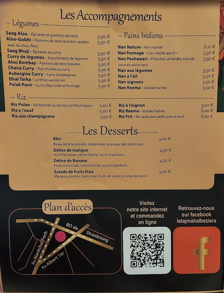 Menu_Le Taj Mahal_Béziers_image_1