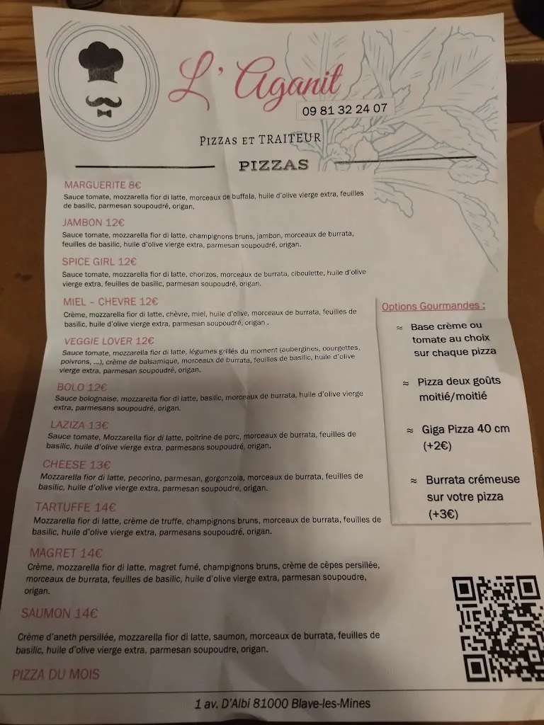 Menü_L' AGANIT Pizzas/Traiteur Carmaux Blaye les Mines_Blaye-les-Mines_Bild_1