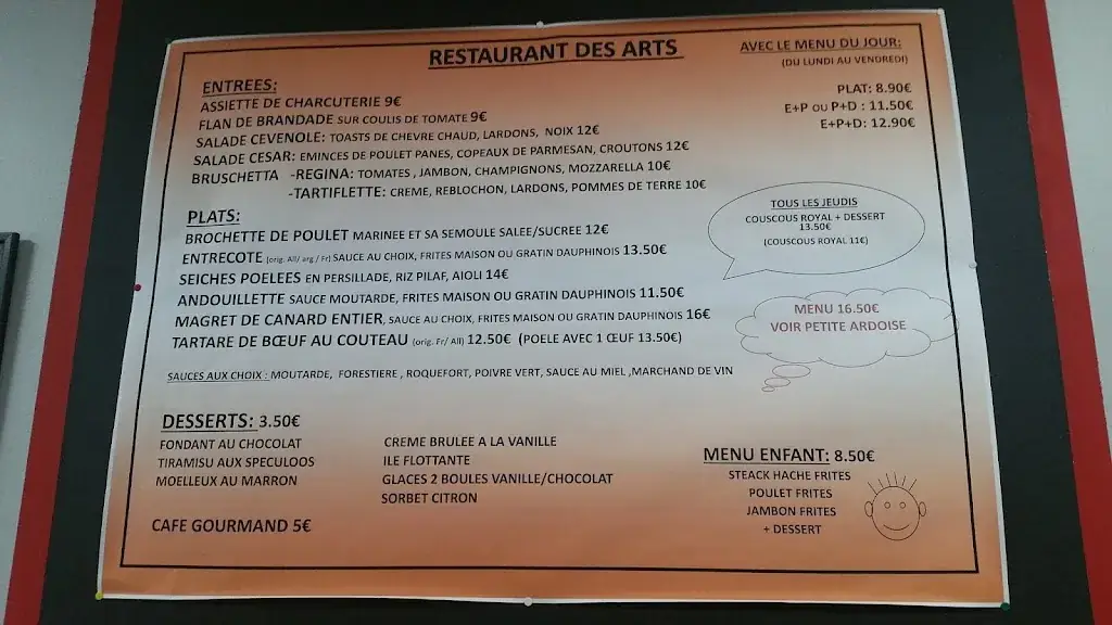 Menu_Café Restaurant des Arts_Bouillargues_immagine_2