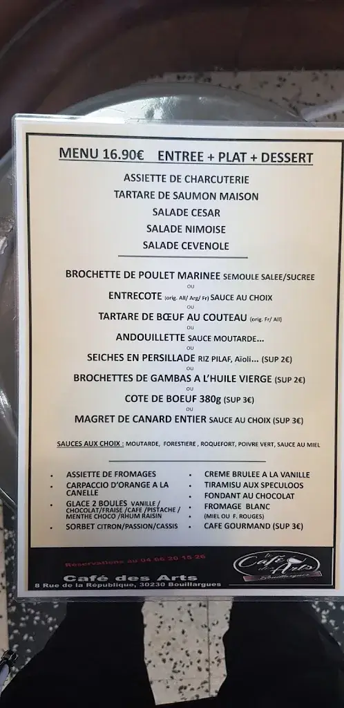 Menu_Café Restaurant des Arts_Bouillargues_immagine_3