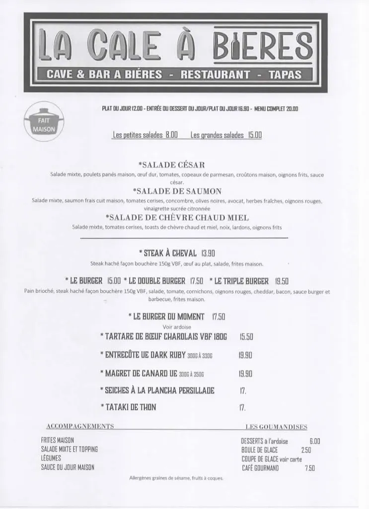 Menu_La Cale à Bière_Bouillargues_image_1