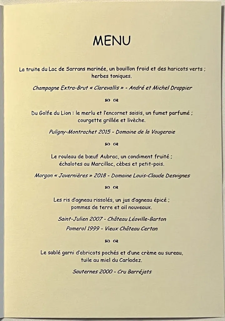 Menu_Le Belvédère-Christine & Guillaume Viala_Bozouls_image_2