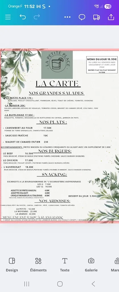 Menu_LA PETITE PLACE_Bozouls_image_1
