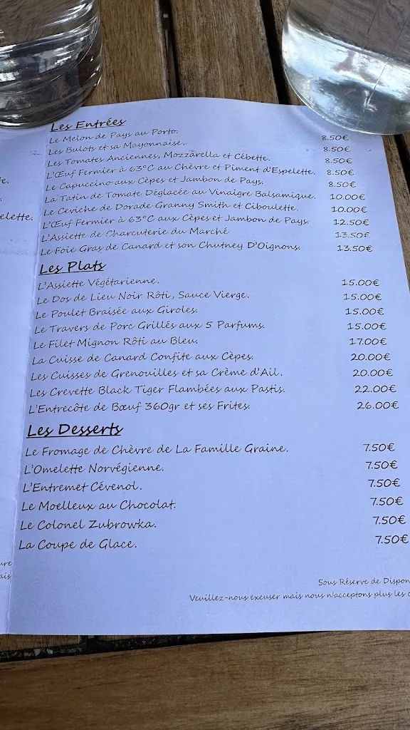 Menu_Restaurant - L'Auberge du Fraissinet_Branoux-les-Taillades_immagine_2