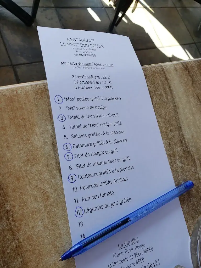Menu_Le Petit Bouzigues_Bouzigues_image_3