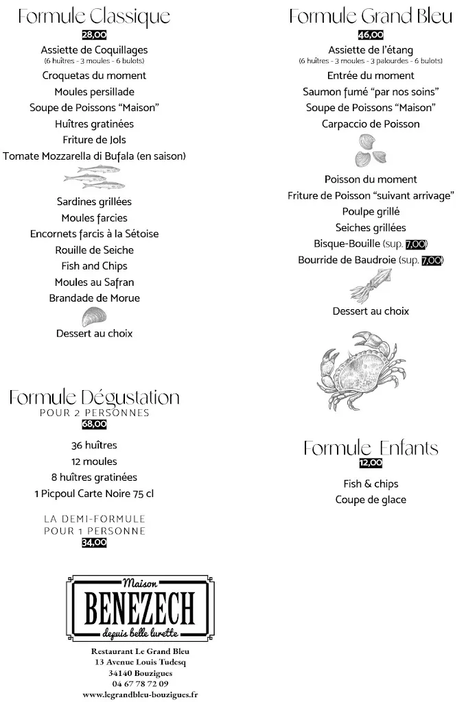 Menu_Maison Benezech - Restaurant Le Grand Bleu_Bouzigues_image_2