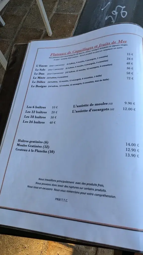 Menu_Le Bosigas Bouzigues_Bouzigues_immagine_1