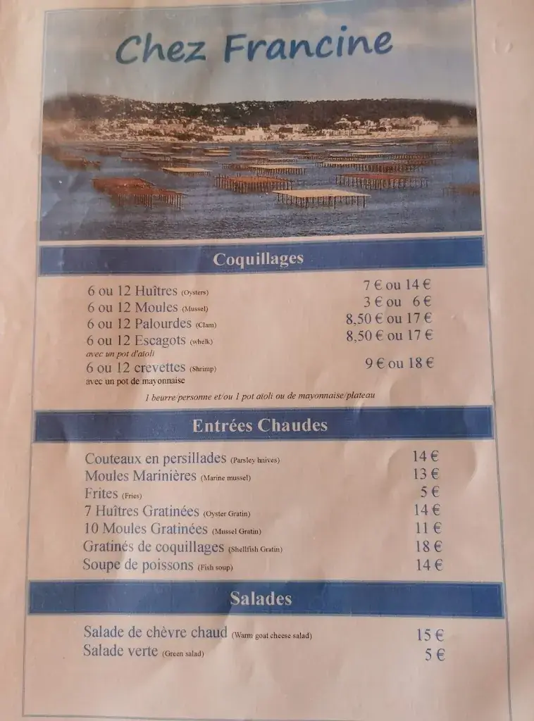 Menü_Chez Francine_Bouzigues_Bild_2